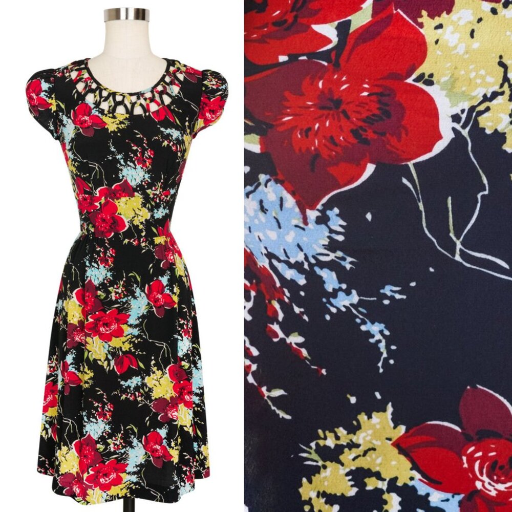 Trashy Diva medium 10 Lupe Dress in Forget Me Not Floral rayon crepe de chine